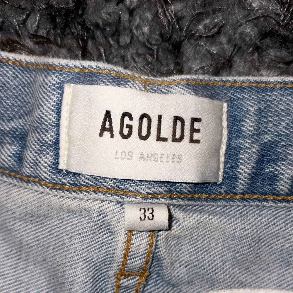 Agolde Parker Long Light Wash Button Fly Denim Shorts size 33 NWT - Picture 6 of 6